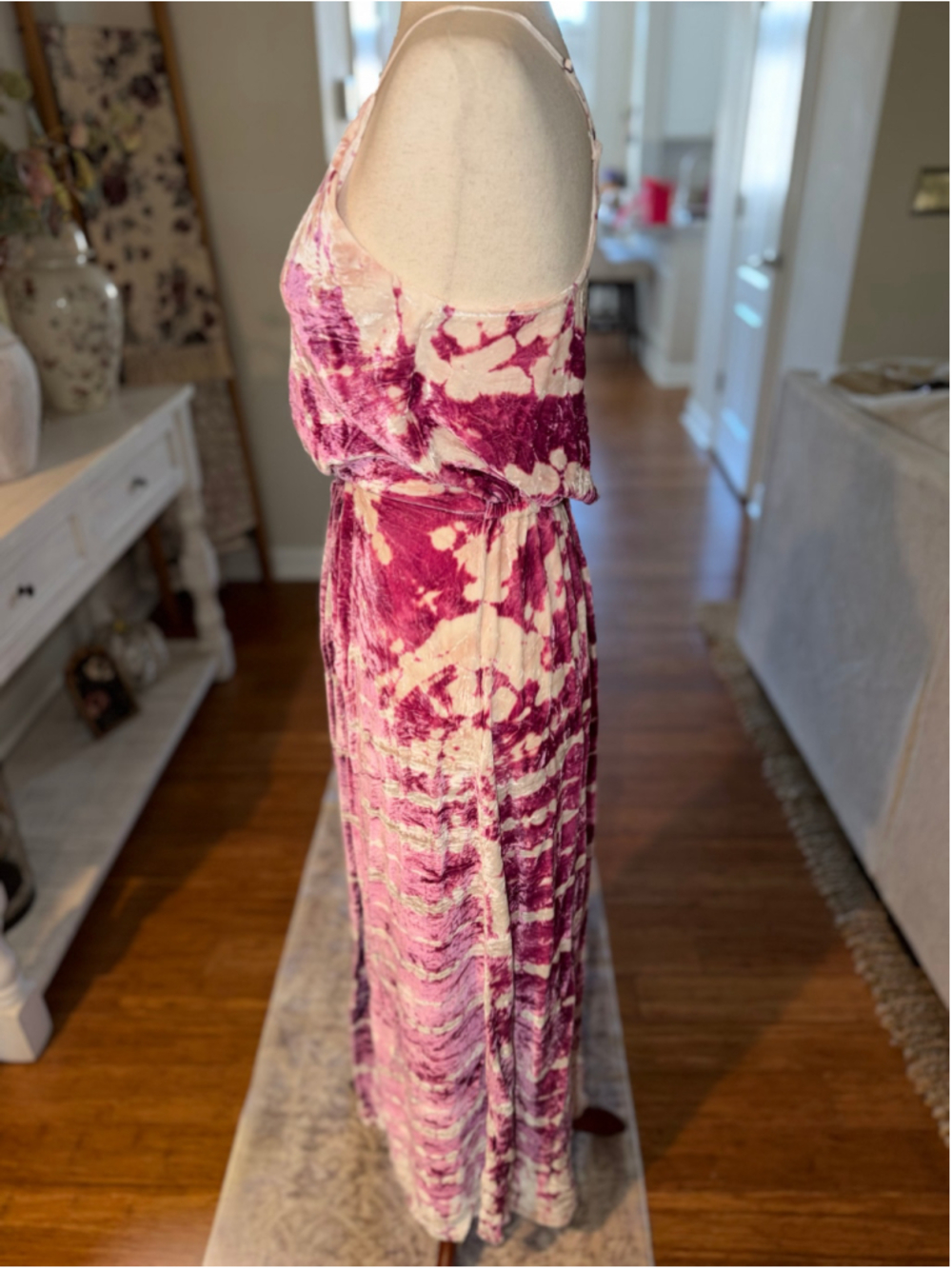 YFB Dress Size S Purple Beige Tie-Dye Velvet NWT - Picture 5 of 6